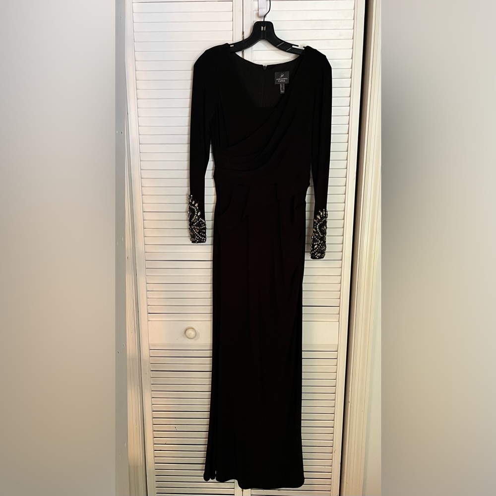 Adrianna Papell Black Sequin Embellished Gown